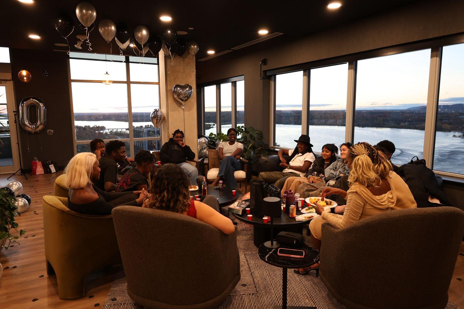 Group conversation in a community gathering space